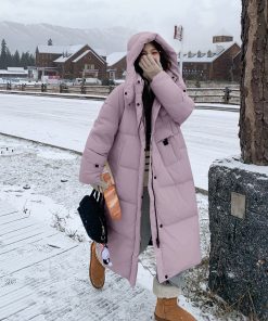 Off-White Long Knee-Length Down Jacket for Women, 2025 Winter Korean Style Thick Duck Down Puffer Coat, Super Stylish Outerwear