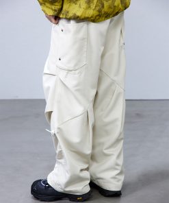 Off-White Pleated Loose Fit Cargo Pants for Women - Stylish Streetwear, Trendy Casual Fashion, Y2K Aesthetic