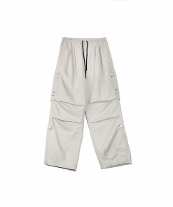 Off-White Pleated Loose Fit Cargo Pants for Women - Stylish Streetwear, Trendy Casual Fashion, Y2K Aesthetic