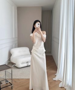 Old Money Series Casual Shirt, Fishtail Umbrella Skirt & Pants – Vintage-Inspired Fashion, Elegant Street Style Outfit