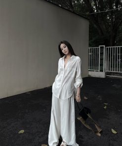 Old Money Series Casual Shirt, Fishtail Umbrella Skirt & Pants â€“ Vintage-Inspired Fashion, Elegant Street Style Outfit