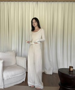 Old Money Style Wide Leg Corduroy Pants for Women - Loose Casual Floor-Length Trousers for Spring Summer Fashion