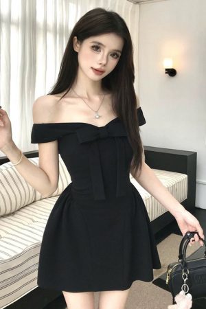 One-Shoulder Bow Dress for Women - French Style Off-Shoulder Mini Dress with Sweet Design, Perfect for Summer Fashion