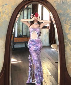 One-Shoulder French Lace Strap Mermaid Dress for Women, Summer Bodycon, Waist-Defining, Slim-Fitting, Elegant Evening Wear