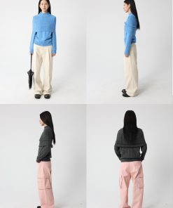 One-Shoulder Knitted Sweater Set with Chimney Neck in Supercape Lazy Atmosphere Style