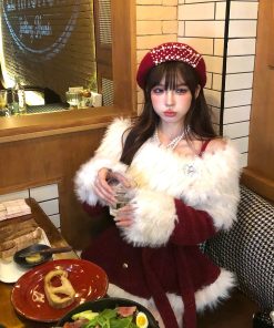 One-Shoulder Korean Style Moonlight Coat for Women - Autumn Winter Long Sleeve Slimming Youthful Fashion Outerwear