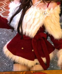 One-Shoulder Korean Style Moonlight Coat for Women - Autumn Winter Long Sleeve Slimming Youthful Fashion Outerwear