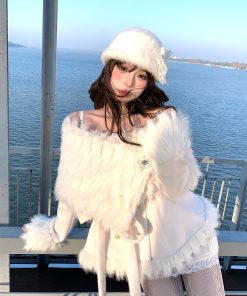 One-Shoulder Korean Style Moonlight Coat for Women - Autumn Winter Long Sleeve Slimming Youthful Fashion Outerwear