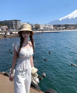 One-Shoulder Lace Edge Short Sleeve Shirt for Women - High-End Summer Off-Shoulder Top in Pure Desire Style