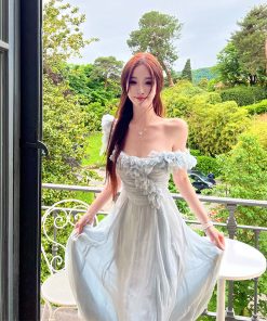 One-Shoulder Multi-Wear Socialite Style Dress for Women in Tea Break Blue Bell - Light Luxury, Elegant Evening Wear