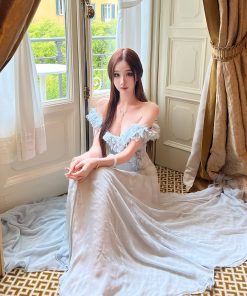 One-Shoulder Multi-Wear Socialite Style Dress for Women in Tea Break Blue Bell - Light Luxury, Elegant Evening Wear