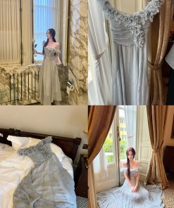 One-Shoulder Multi-Wear Socialite Style Dress for Women in Tea Break Blue Bell - Light Luxury, Elegant Evening Wear