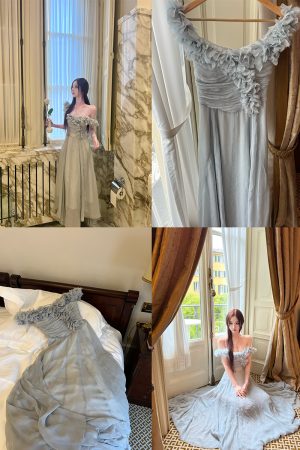 One-Shoulder Multi-Wear Socialite Style Dress for Women in Tea Break Blue Bell - Light Luxury, Elegant Evening Wear