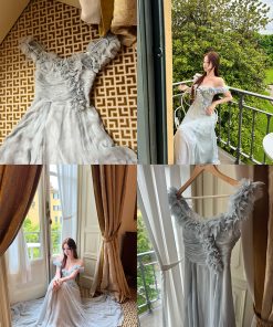 One-Shoulder Multi-Wear Socialite Style Dress for Women in Tea Break Blue Bell - Light Luxury, Elegant Evening Wear