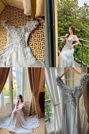 One-Shoulder Multi-Wear Socialite Style Dress for Women in Tea Break Blue Bell - Light Luxury, Elegant Evening Wear