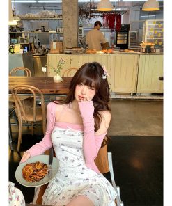 One-Shoulder Sweet Peach Dress for Women - High-End French Neck, Waist-Cinching, Slimming Short Skirt, Summer Fashion