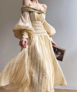 One-Shoulder Top and Long Skirt Set - Floating Light Wash Vacation Style Boutique Design, Trendy Summer Outfit