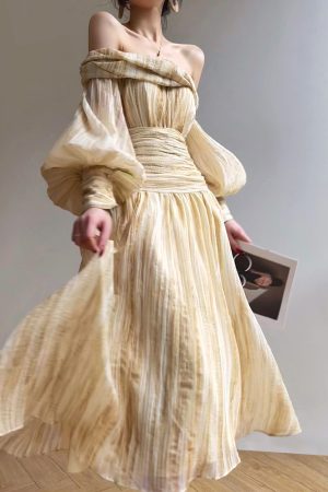 One-Shoulder Top and Long Skirt Set - Floating Light Wash Vacation Style Boutique Design, Trendy Summer Outfit