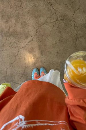 Orange Long Sleeve T-Shirt - Pumpkin Korean Style Velvet Slim-Fit Sweatshirt with Letter Print