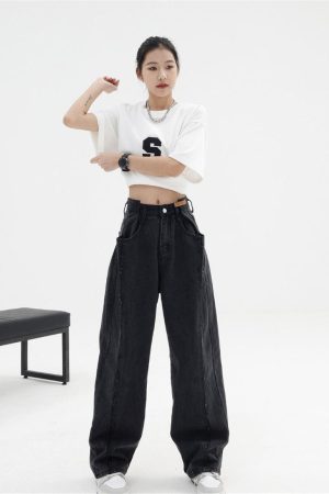 Outfit Casual Women, Summer Clothes For Girls - Low Rise Wide Leg Baggy Jeans