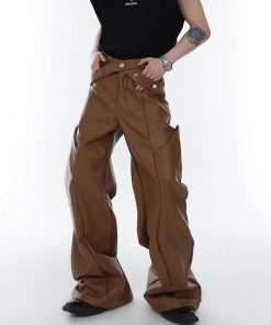 Outfit Chic, Trendy Outfits For Teens - Cyberpunk Faux Leather Wide Leg Pants