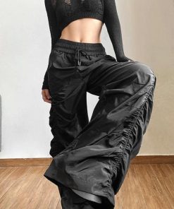 Outfit For Girls Aesthetic, Girl Style Aesthetic - Ruched Parachute Pants