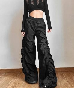Outfit For Girls Aesthetic, Girl Style Aesthetic - Ruched Parachute Pants