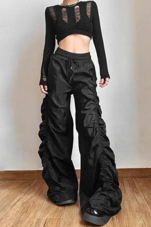 Outfit For Girls Aesthetic, Girl Style Aesthetic - Ruched Parachute Pants