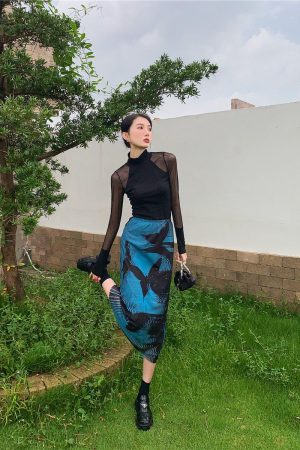 Outfit For Girls Aesthetic, Girls Aesthetic Outfits - Butterfly Midi Pencil Skirt