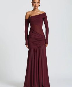 Outfit Ideas Pants And Shirt, Dark Academia Fancy Dress - One Shoulder High Slit Maxi Dress
