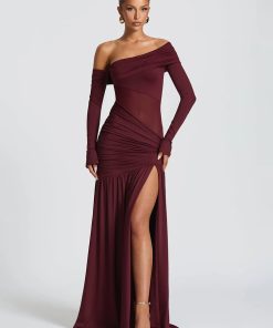 Outfit Ideas Pants And Shirt, Dark Academia Fancy Dress - One Shoulder High Slit Maxi Dress