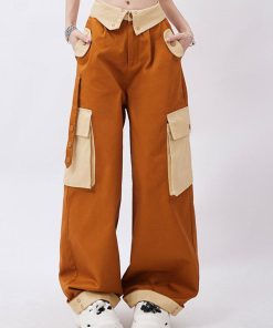 Outfit Inspirations Baggy, Grunge Clothes Girl - Orange Wide Leg Cargo Pants
