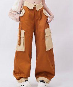 Outfit Inspirations Baggy, Grunge Clothes Girl - Orange Wide Leg Cargo Pants
