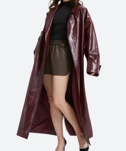 Outfit Inspo For Women, Clothes Spring - Burgundy Faux Leather Coat