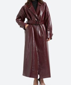 Outfit Inspo For Women, Clothes Spring - Burgundy Faux Leather Coat