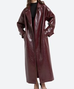 Outfit Inspo For Women, Clothes Spring - Burgundy Faux Leather Coat
