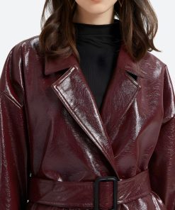 Outfit Inspo For Women, Clothes Spring - Burgundy Faux Leather Coat