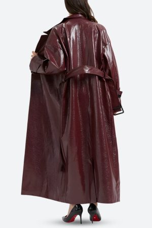 Outfit Inspo For Women, Clothes Spring - Burgundy Faux Leather Coat
