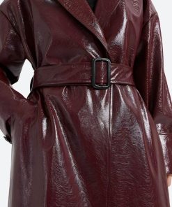 Outfit Inspo For Women, Clothes Spring - Burgundy Faux Leather Coat