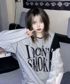 Outfit Inspo Soft, Pants And White Shirt Outfit - Grunge I Don't Smoke Tee