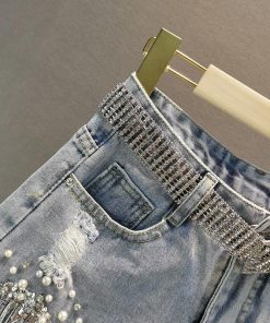 Outfit Style Inspo, Casual Chic Outfit - Disco Cowgirl Rhinestone Fringe Denim Shorts