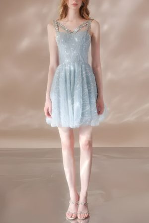 Outfit Style Inspo, Pick Me Girl Outfit - Crystal Strap Sequin Mini Dress