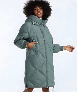 Outfit Trends, Wearing Style - Hooded Zip-Up Long Puffer Coat