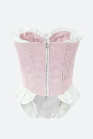 Outfits For School Tomboy, 1 Girl 2 Outfits Trend - Coquette Pink Corset Top