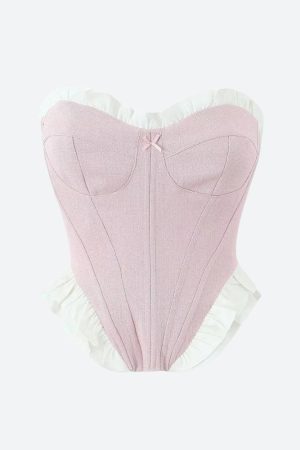 Outfits For School Tomboy, 1 Girl 2 Outfits Trend - Coquette Pink Corset Top