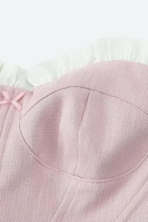 Outfits For School Tomboy, 1 Girl 2 Outfits Trend - Coquette Pink Corset Top