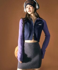 Outfits With Trousers Casual, Cropped Tops - Double Zip-Up Crop Cardigan