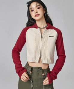 Outfits With Trousers Casual, Cropped Tops - Double Zip-Up Crop Cardigan