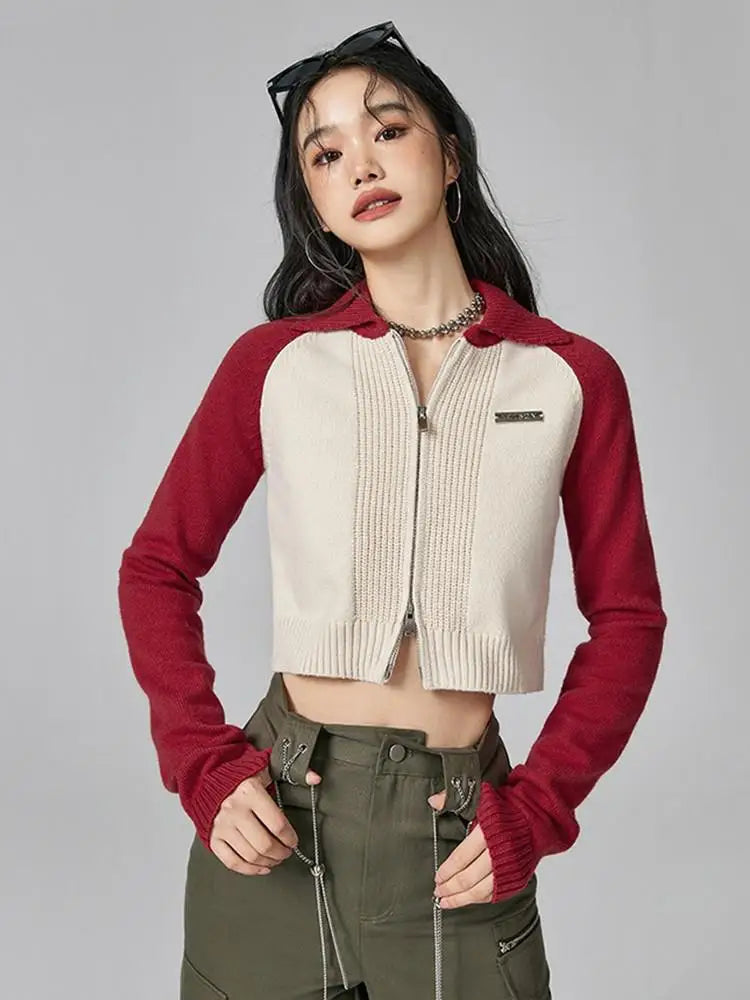 Outfits With Trousers Casual, Cropped Tops - Double Zip-Up Crop Cardigan Outfits With Trousers Casual, Cropped Tops - Double Zip-Up Crop Cardigan