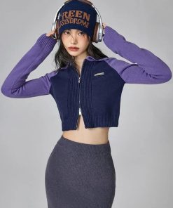 Outfits With Trousers Casual, Cropped Tops - Double Zip-Up Crop Cardigan